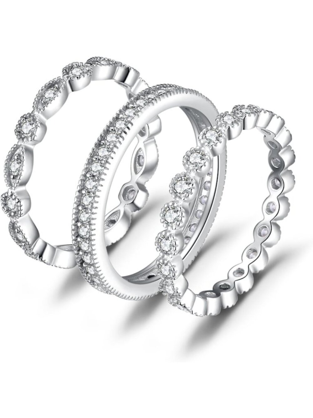 Sterling Silver Stackable Rings for Women | Elegant Wedding Bands Jewelry
